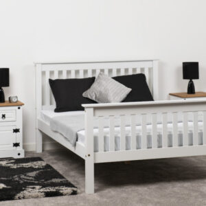 The 4ft 6in Monaco Bedstead (High Foot End) white