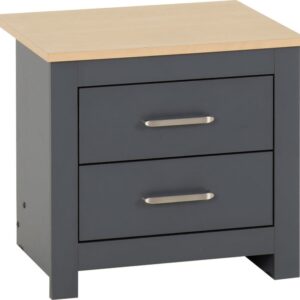 Portland grey 2 Drawer Bedside chest (12D)