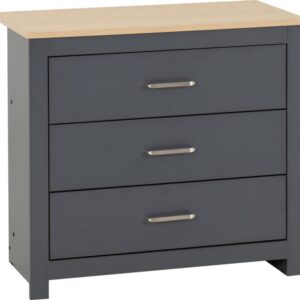 Portland grey 3 Drawer wide chest (33D)