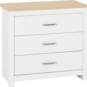 Portland white 3 Drawer wide chest (33D)