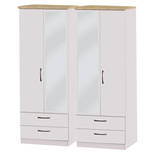 Siena 4 Door 4 Drw with mirrors wardrobe grey ash (2CDOTM)