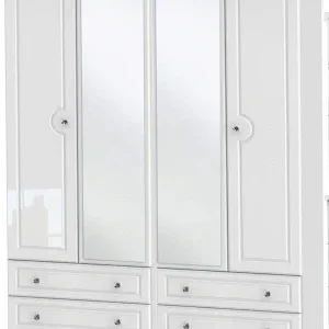 Libra 4 Door 4 Drw with mirror wardrobe High Gloss (2CDOTM)