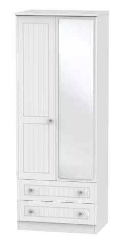 Miami 2 Door 2 Drawer with mirror wardrobe white (CDOTM)