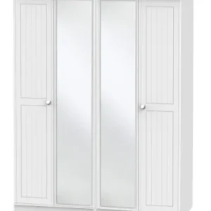 Miami 4 Door wardrobe with mirrors white (60HTM)